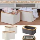 Bamboo Handles Laundry Storage Basket Rectangle Small Laundry Hamper Blankets