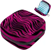 Period Bag,Sanitary Napkin Storage Bag,Animal Zebra Purple Stripes,Tampon Bag for Purse