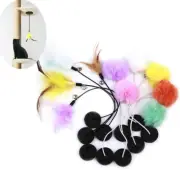 10-Pack Cat Tree Tower Replacement Hanging Ball Feather Toy with Adhesive Tapes,