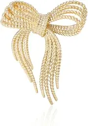 [NewZenro] Dainty Bow Brooch for Women Ladies Elegant Gold/Silver Plated Ribbon Knot Lapel Pins for Hat Bag Suit Tie Badges Dresses Suit Shirt Clothes Accessories Wedding Party Jewelry