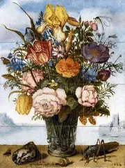 Art FLOWER BOUQUET Vase Mural Ceramic Backsplash Bath Tile #2387