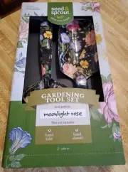 Green Thumb Seed & Sprout Gardening Tool Set Moonlight Rose Hand Rake & Shovel