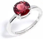 [HIMALYA QUARTZ] Women's Engagement Ring 925 Sterling Silver Natural Stone Ring With Round Shape Cut Stone Garnet Gemstone Ring