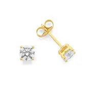 9ct Gold Cubic Zirconia 5mm Stud Earrings in Clear