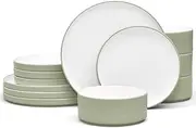 [Noritake] ColorTex Stone Sage 12-Piece Dinnerware Set, Service for 4