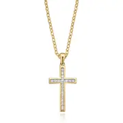 Zamel's 9ct Yellow Gold Round Cut Cross with 0.15 CT of Diamond Pendant