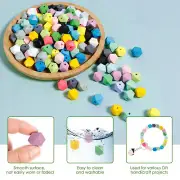 150Pcs Octagon Wood Beads 16mm Polygonal Beads Bulk 15 Colors Polygonal leJBB