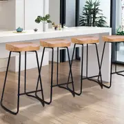 ALFORDSON Bar Stools Set of 4 Retro Tractor (75cm, Light Wood)