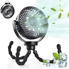 Stroller Fan with LED Light, 5200 Mah Desk Fan Silent Camping Fans with Hook 360