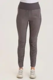 XCVI WEARABLES Twill Penny Ruched Leggings Nebulous Pigment Gray Sz. XS NWT!