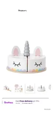 11 Piece Wooden Unicorn Cake Set little Chef Pretend Play Kids Toy