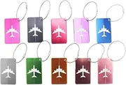 Kellegour Pack of 10 Aluminium Luggage Tags, Luggage Tags with Address Label, Metal Luggage Tags for Backpacks, Luggage, Travel (10 Colours)