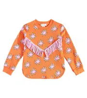 [Stella McCartney Kids] Stella McCartney Kids Printed fringed cotton sweatshirt Y 4 orange
