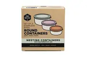 Ever Eco Stainless Steel Round Nesting Containers Spring Pastels 3 Pack