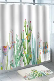 Colorful Llamas and Cactus Shower Curtain