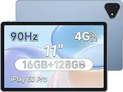 ALLDOCUBE iPlay60 Pro 11 Inch Tablet Android 14, Gaming G99 with 4 Speakers, Tablet FHD 1920 x 1200 90Hz, 16GB RAM 128GB ROM/1.5TB TF, Face ID, Widevine L1, 7000mAh 18W PD, 4G LTE, GPS, Blue