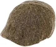 [fiebig] Flat Cap Herringbone Wool 6-Panel Cap with Elastic Closure