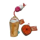 Dunkin Donuts Dog Toys Set Of 2 Latte Rope Toy And Pumpkin Donut Toy NWT