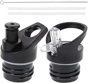 2pcs Suction Nozzle Cover for Daily Use Bottles Kanteen Series Bottle Lids Replacement Spout Valve Water Jug Caps Collapsible Wide Mouth Straw Lid, Straw and a Brush