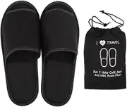 Slippers Spa Travel Reusable,Foldable Flat Portable Open Toe Sandals Cotton Non-Slip Shoes Guest Room Indoor House Slipper Business Trip Washable Footwear, Black, 4.5 Women/7.5 Men