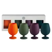 Set of 4 Silicone Unbreakable Wine Glasses - Autumn