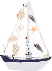 Cabilock Mediterranean Style Wooden Sailing Ship Model for Decor Nautical Boat Ornament