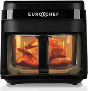 EuroChef 6.5L Air Fryer, Electric Digital Airfryer with Glass Container, Black