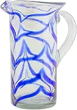 NOVICA Handblown Serveware Recycled 178398" Blue Caress Blown Glass Pitcher