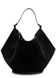 Khaite Lotus Medium Suede Tote - Black ONE SIZE