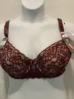 New NWT Daisy Fuentes Burgundy Push Up Underwire Bra 38DD Padded Sexy j92