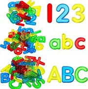 67 Pcs Plastic Practice Set - Transparent Letters and Numbers for Kids Counting and Spelling - Includes Uppercase, Lowercase, and Colorful Numbers - Ages 3+