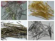 100 Silver, Gold Plated, Silver Tone, Bronze Mixed Flat Head Pins Findings
