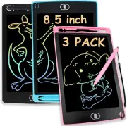 3 Pack LCD Writing Tablet 85 Inch Doodle Board Pink Blue Black Kids Drawing
