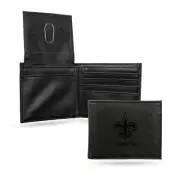 New Orleans Saints Black Laser Engraved Billfold Wallet NWT