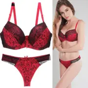Womens Sexy Foral Lace Push Up Bra Sets Extreme Padded Lingerie Panties Set ABCD
