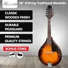 Karrera Traditional Mandolin Guitar 8 String Folk Gig Bag & Strap Wood Sunburst