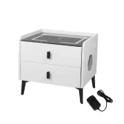 Bedside Table LED Lights Drawers Storage