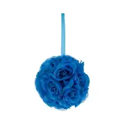 Mega Crafts - 8" Artificial Flower Pomander Kissing Ball - Turquoise, 1PC