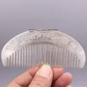 Solid S999 Fine Silver 999 Comb Vajra Six Words Hair Care Comb 59-60g 4.1inch