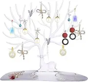 [OZHotStuff] Table Top Necklace Holder Jewelry Display Stand Ring Holder Bracelet Organizer Trinket Tray Tree Stand Hanging Jewelry Holder (White)