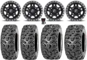 Fuel Anza Black 14" Wheels 26" Bear Claw HTR Tires Yamaha Viking Wolverine