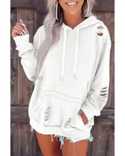 GGP Ripped Hooded Sweatshirt With Kangaroo Pocket L