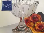 Vintage Mikasa Footed Bowl Frosted Tulips 7" Springtime Excellent Nib WEDDING