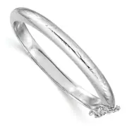 .925 Sterling Silver Rhodium Plated Textured 5mm Hinged Child's Bangle 5"