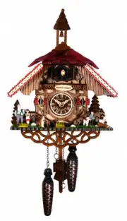 Quartz Cuckoo Clock Black forest house with music EN 3443 QM NEW