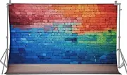 Labymos 2.1 * 1.5m/ 7 * 5ft Photography Background Portrait Photography Backdrops Colorful Brick Wall Photo Studio Props for Portrait Photos Party Decoration