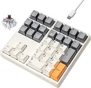 Mechanical Number Pad, 34 Key Hot Swappable Numpad Wired USB Numeric Keypad with PBT Keycaps White Backlit Keypad for Laptop, MacBook,PC Desktop (Brown Switch)