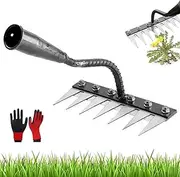 Gardenia Iron Weeding Rake, Iron Rake 2.0, 5/6/7/8 Teeth Ironrake for Gardening and Weeding, Ironrake The Heavy-Duty Ironweedingrake with Handle for Backyard Lawn Loosening (7 Teeth)