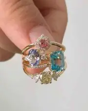 2.50Ct Emerald Cut Lab-Created Multi-Color Engagement Ring Yellow Gold Plated