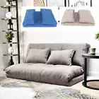 2 IN 1 Folding Lazy Sofa Bed Floor Sleeper Seat 200x90x20cm Adjustable 2 Pillows